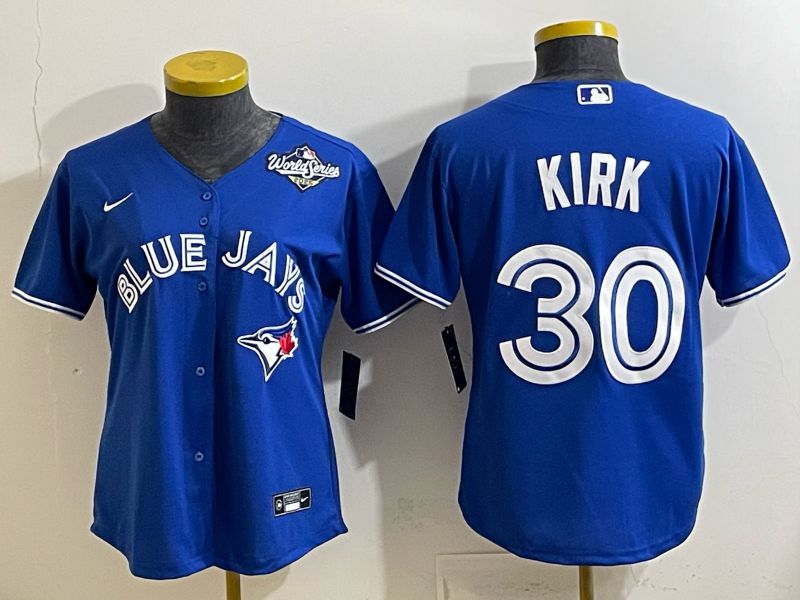 Women 2025 Nike Toronto Blue Jays #30 Kirk Blue Game MLB Jersey 03